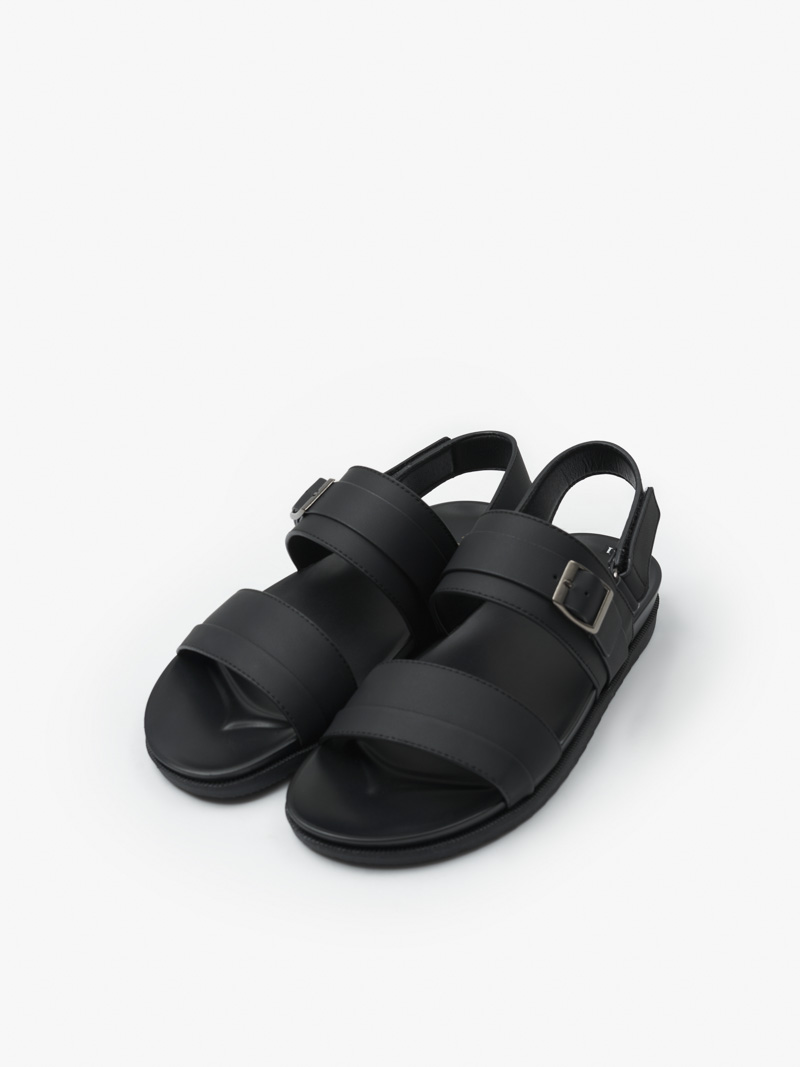 DÉP SANDAL QUAI NGANG DA MICROFIBER ĐẾ TPR - DE005 MÀU ĐEN